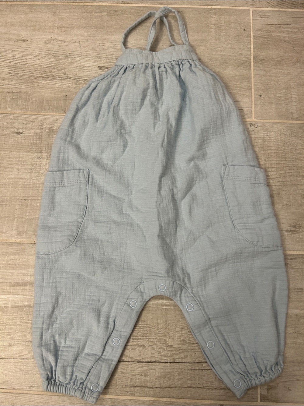Soft Light Blue Baby One-Piece Romper